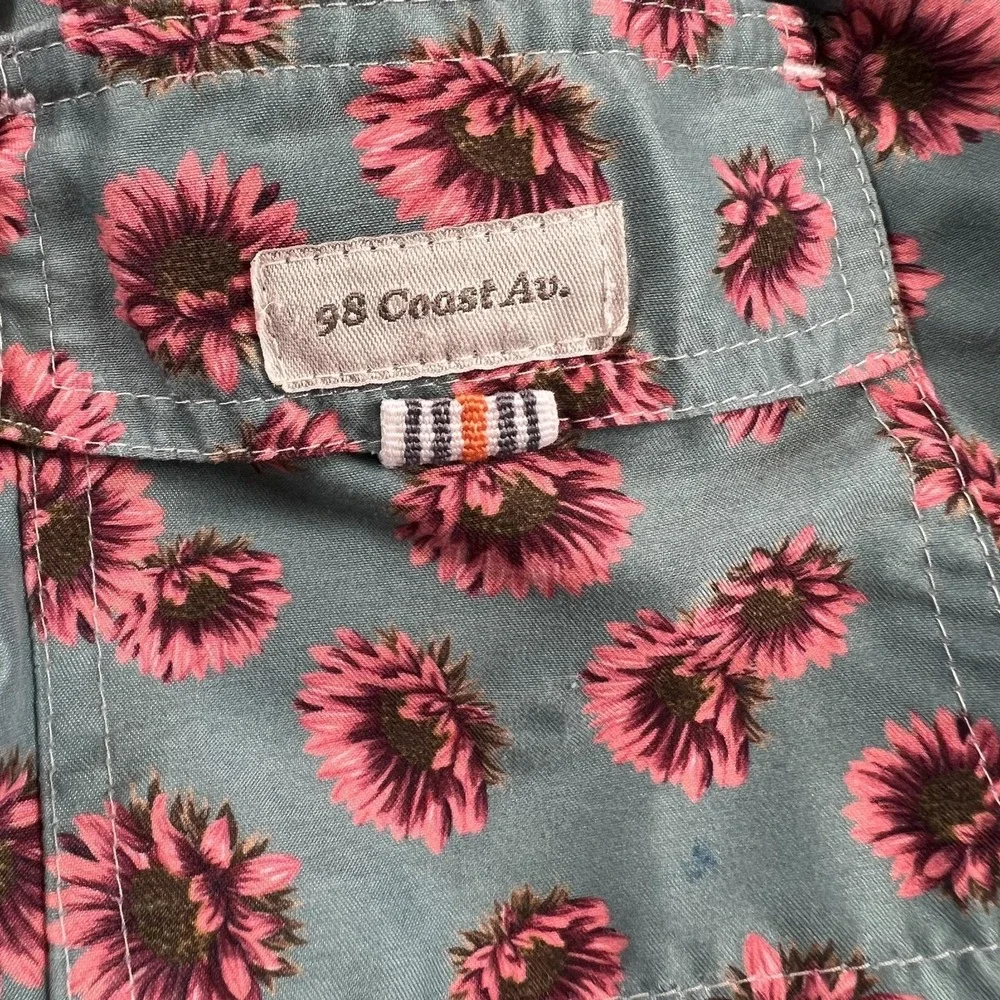 98 Coast Av. Swim Trunks Shorts Boys Small Green Floral Print‎ Lined Drawstring